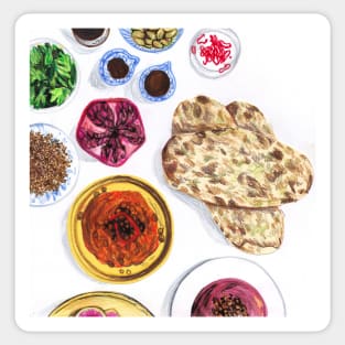 Lebanese Flatbreads and Dips illustration Sticker